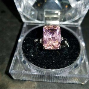 Pink Topaz 18k RGP Platinum Plated CZ Ring